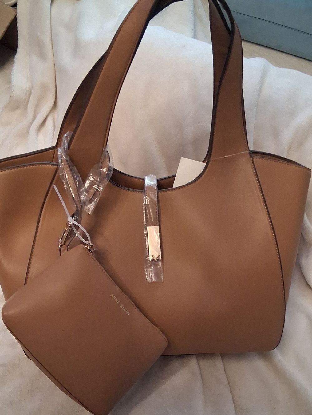 Anne Klein Caramel/Tan Tote with Matching Pouch